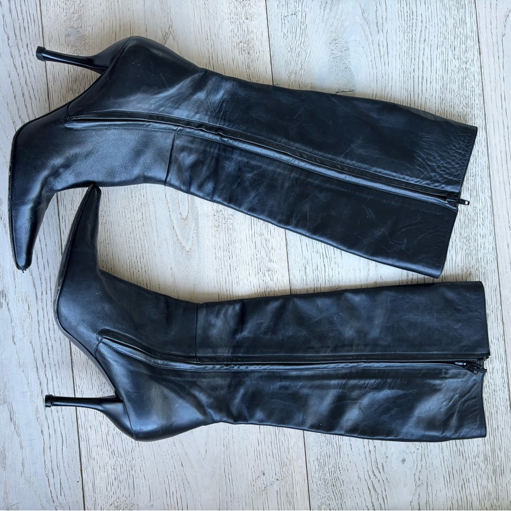 Charles Jourdan Paris High Heel Black Leather Boots